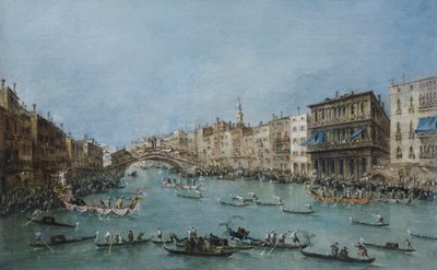 El gran canal cerca del puente de Rialto de Francesco Guardi