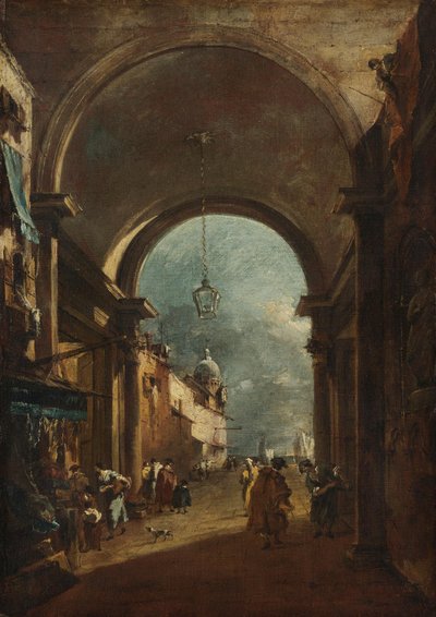 Vista a través de una puerta de Francesco Guardi