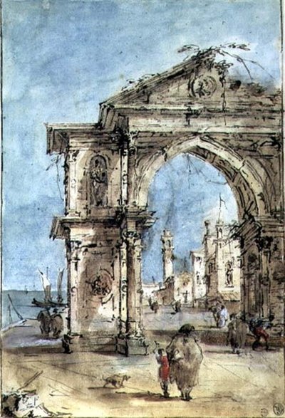 Arco triunfal en el malecón de Francesco Guardi