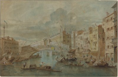 Vista del puente de Rialto, Venecia de Francesco Guardi