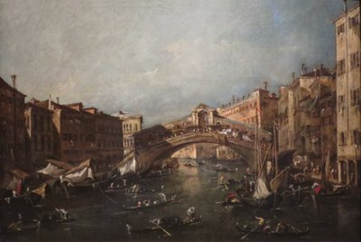 Vista del Rialto, Venecia, desde el Gran Canal de Francesco Guardi