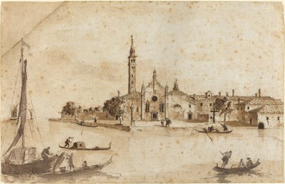 La isla de Madonna della Grazia de Francesco Guardi and Giacomo Guardi