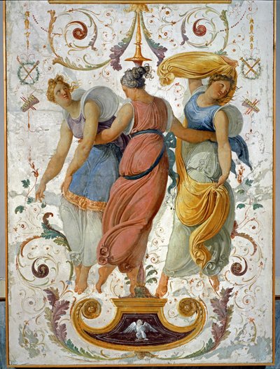Fresco de tres bailarinas ... (fresco) de Francesco Hayez