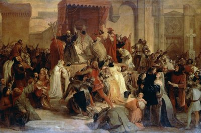 El Papa Urbano II predicando la Primera Cruzada en la plaza de Clermont de Francesco Hayez