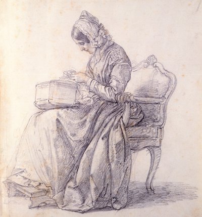 Retrato de su esposa, por Francesco Hayez (1791-1882), dibujo de Francesco Hayez