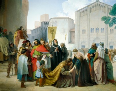 Reconciliación de Otto II con su madre Adelaida de Borgoña de Francesco Hayez