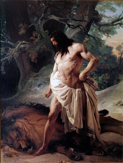 Sansón observa al león que acaba de matar con sus propias manos de Francesco Hayez