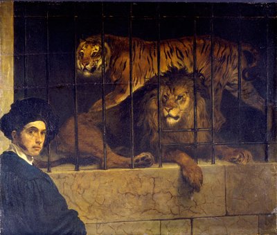 Autorretrato con tigre y león de Francesco Hayez