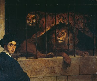 Autorretrato con un Tigre y un León de Francesco Hayez