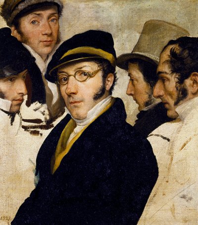 Autorretrato con amigos Migliara, Palagi, Grossi, Molteni, c.1825 de Francesco Hayez