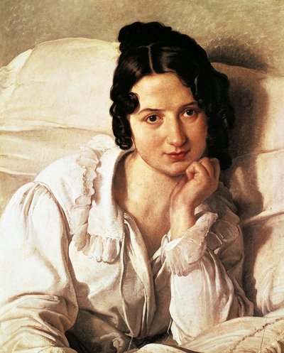 La mujer enferma, retrato de Carolina Zucchi de Francesco Hayez