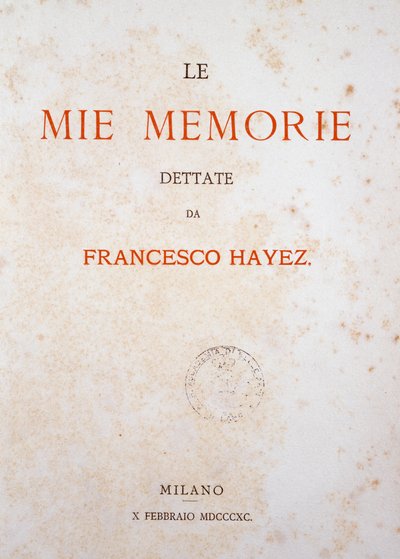 Página de título de Mis Memorias de Francesco Hayez