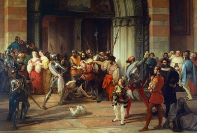 Ventura Fenaroli arrestado en la Iglesia del Carmine en Brescia por los franceses, por Francesco Hayez de Francesco Hayez