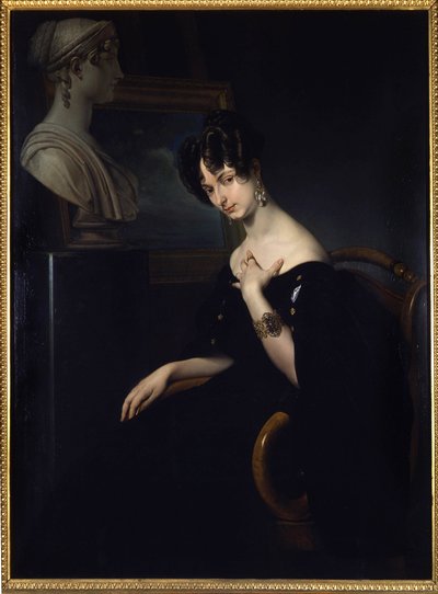 Retrato de la Marquesa Cristina Trivulzio, Princesa de Belgiojoso (Bélgica) (1808-1871), patriota italiana y mujer de letras, pintura de Francesco Hayez. en Florencia, Italia. de Francesco Hayez