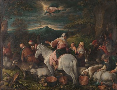 Abraham sale de Harán de Francesco II Bassano (attributed to)