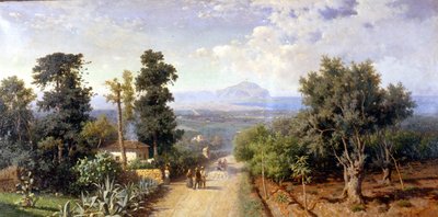 Los alrededores de Palermo. Pintura de Francesco Lojacono (1841 - 1915). de Francesco Lojacono