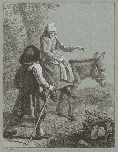 Niño y niña con un burro de Francesco Londonio