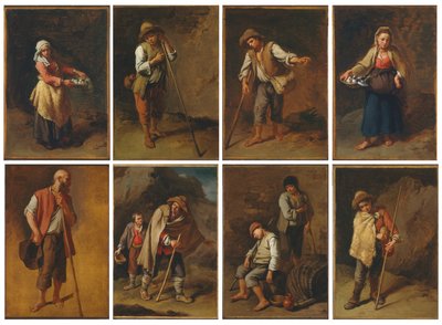 Ocho estudios de figuras de campesinos y pastores de Francesco Londonio