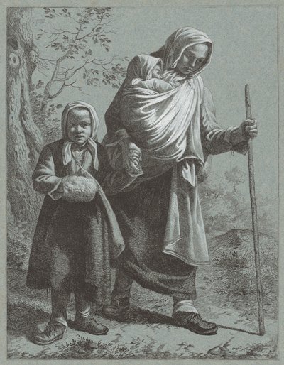 Campesina con dos niños de Francesco Londonio
