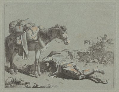 Pastor en reposo cerca de un caballo de carga, c. 1762 de Francesco Londonio