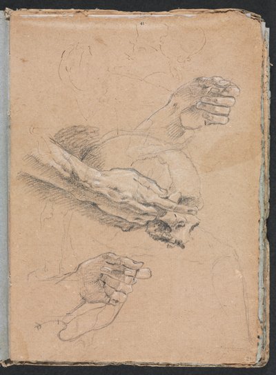 Cuaderno de bocetos de Verona: Estudio de manos y cráneo página 21, 1760 de Francesco Lorenzi