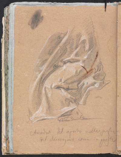 Cuaderno de bocetos de Verona: Estudio de drapeado con pie e inscripción (página 88) de Francesco Lorenzi