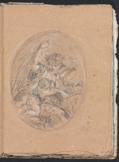 Cuaderno de bocetos de Verona: Figura con niño en medallón página 67, 1760 de Francesco Lorenzi