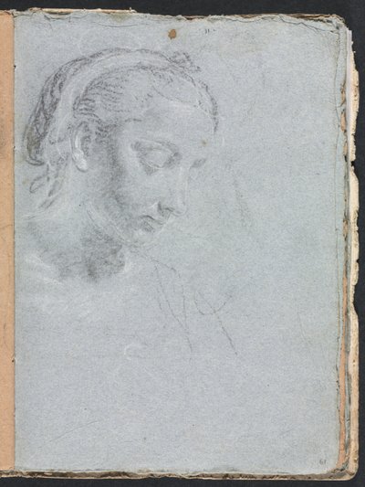 Cuaderno de bocetos de Verona: Cabeza y hombros de una mujer página 61, 1760 de Francesco Lorenzi