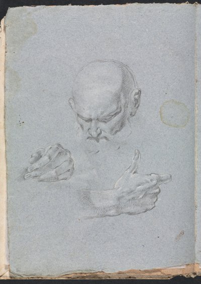 Cuaderno de bocetos de Verona: Cabeza de un hombre con manos (página 8) de Francesco Lorenzi