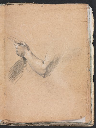 Cuaderno de bocetos de Verona: Brazo izquierdo y mano página 75, 1760 de Francesco Lorenzi