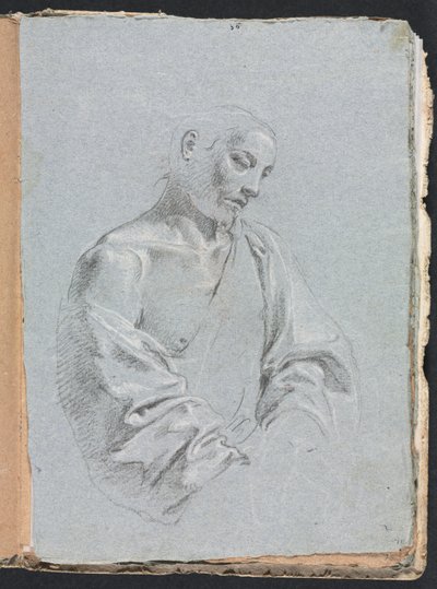 Cuaderno de bocetos de Verona: Figura masculina con drapeado (página 71) de Francesco Lorenzi