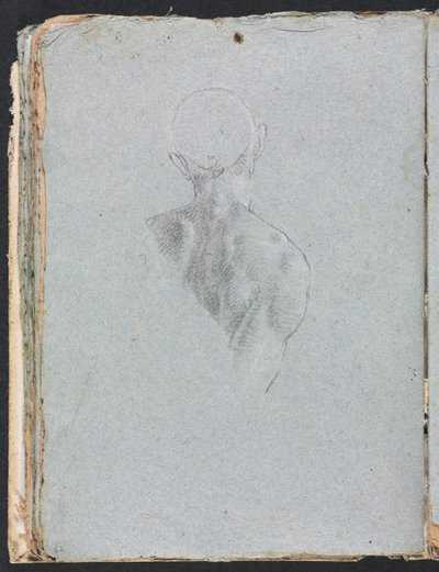 Cuaderno de bocetos de Verona: Desnudo masculino cabeza y hombros desde atrás (página 62) de Francesco Lorenzi