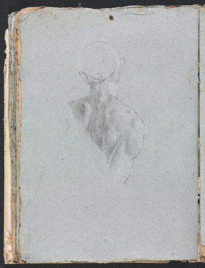 Cuaderno de bocetos de Verona: Desnudo masculino de cabeza y hombros desde atrás página 62, 1760 de Francesco Lorenzi