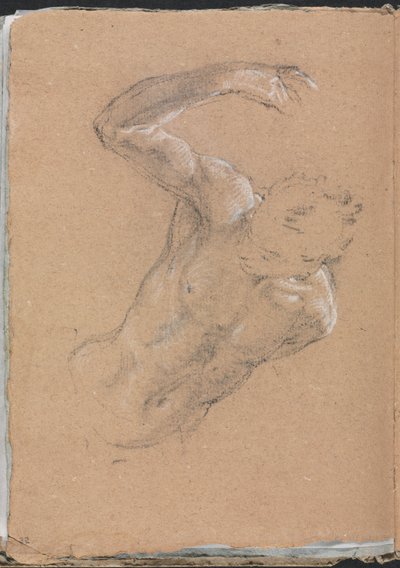 Cuaderno de bocetos de Verona: Desnudo masculino con brazo derecho levantado página 32, 1760 de Francesco Lorenzi