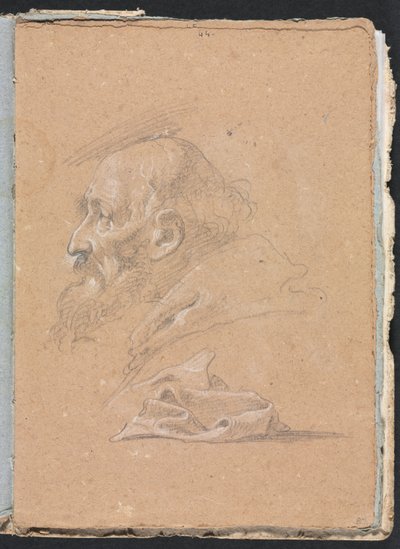 Cuaderno de bocetos de Verona: Monje de perfil con drapeado página 87, 1760 de Francesco Lorenzi