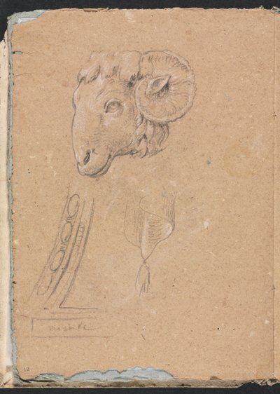 Cuaderno de bocetos de Verona: Cabeza de carnero página 12, 1760 de Francesco Lorenzi