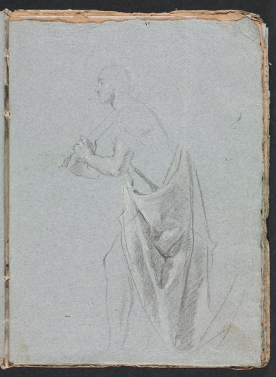 Cuaderno de bocetos de Verona: Hombre de pie con drapeado (página 19) de Francesco Lorenzi