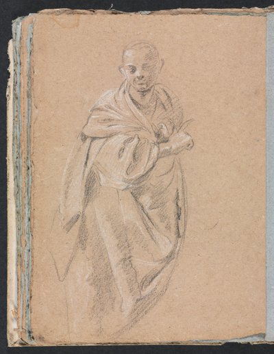 Cuaderno de Bocetos de Verona: Monje de pie página 52, 1760 de Francesco Lorenzi