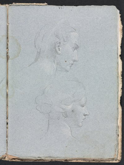 Cuaderno de bocetos de Verona: Dos cabezas página 85, 1760 de Francesco Lorenzi