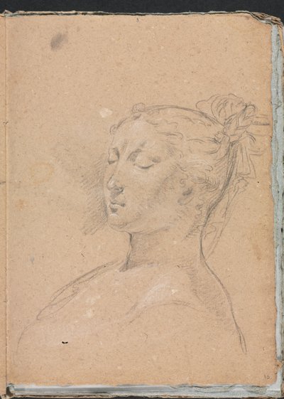 Cuaderno de bocetos de Verona: Mujer con ojos cerrados, página 15, 1760 de Francesco Lorenzi