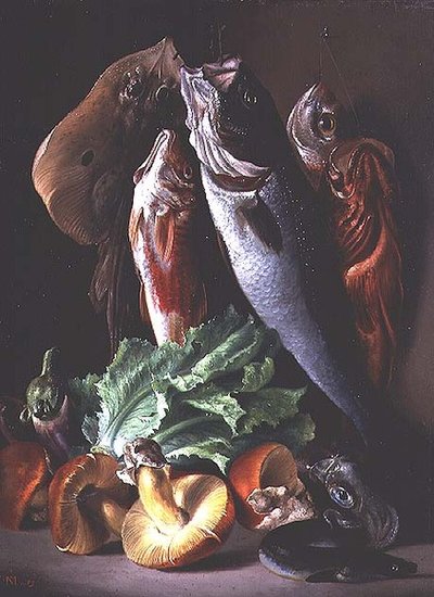 Naturaleza muerta con peces de Francesco Malacrea