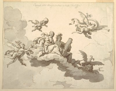 Diseño para un Techo Pintado: Triunfo de la Mansedumbre y la Fuerza de Francesco Manno
