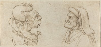 Dos Cabezas Grotescas de Francesco Melzi after Leonardo da Vinci