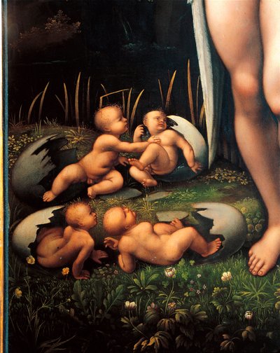 Leda y el cisne (detalle) de Francesco Melzi or Melzo