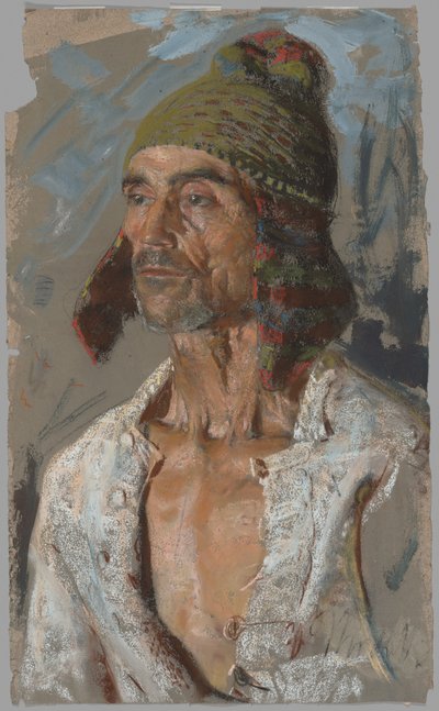 Un pastor (Estudio para "Il Voto") (recto); Mujer sosteniendo un bebé (Estudio para "Il Voto") (verso) de Francesco Paolo Michetti