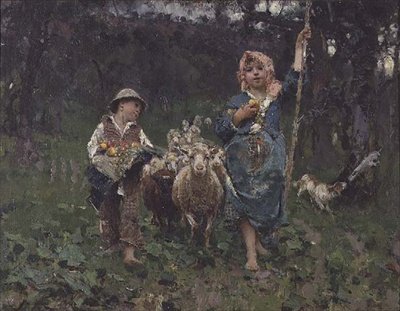 Pequeños pastores de Francesco Paolo Michetti