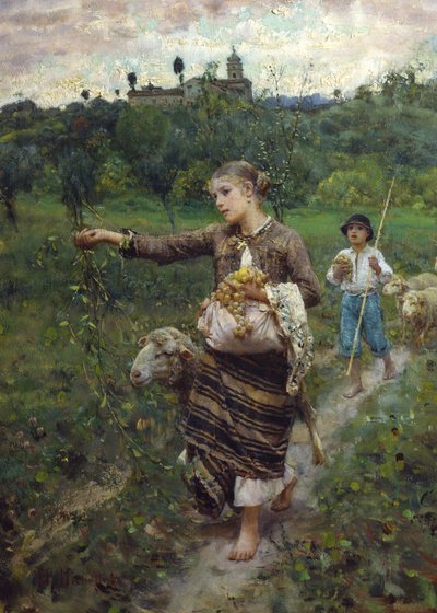 La pastora (óleo sobre lienzo) de Francesco Paolo Michetti