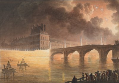 Fiesta por la Paz General dada en París el 18 Brumario. Pont Royal de Francesco Piranesi