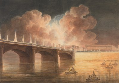 Fiesta por la Paz General dada en París el 18 de Brumario. Puente y Plaza de la Concordia, 1801-2 de Francesco Piranesi