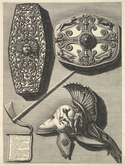 Parti in grande restaurati de Trofei de Ottaviano Augusto (detalle restaurado), ca. 1753. de Francesco Piranesi